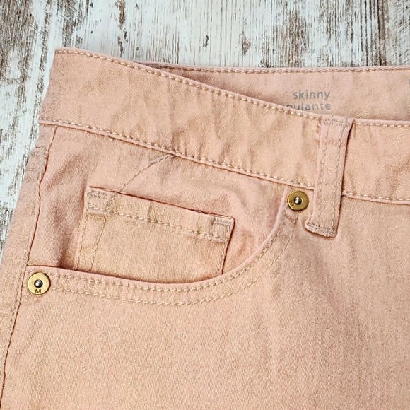 5/$30🎀Mossimo | Rose Gold Pink Sparkle Finish Barbiecore Skinny Jeans Denim - Picture 3 of 11